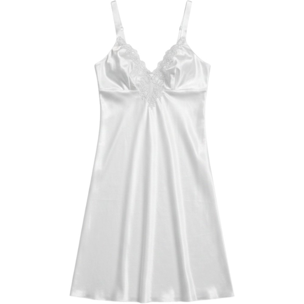 Flora by Flora Nikrooz White Satin Lace Trim Chemise Nightgown 2X